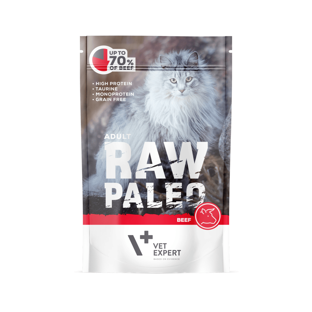 Hrana umeda pentru pisici, RAW PALEO CAT, adult, carne de vita, 100 g